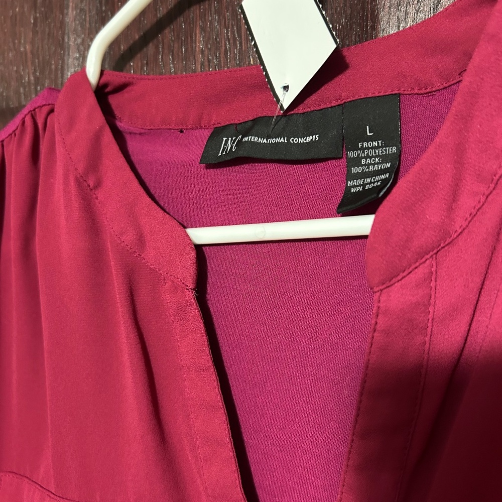 INC deep pink blouse size large womens - Picture 2 of 2